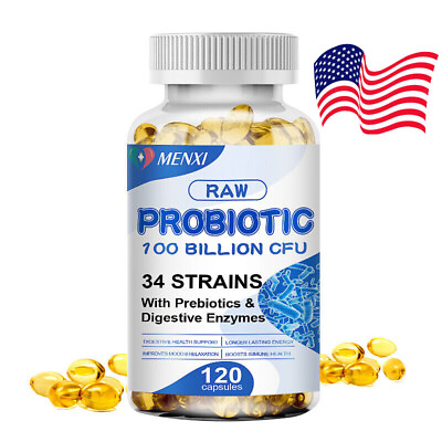 #ad Raw Probiotics 100 Billion CFU Potency Digestive Immune Health 120 Capsules USA