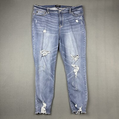 #ad Judy Blue Jeans Womens 2XL Medium Wash Distressed Skinny Fit Everyday Stretch*