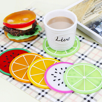 #ad Fruit Shape Coaster Creative Cup Pads Silicone Insulation Mat Hot Drink Holder