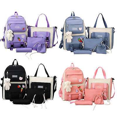#ad #ad 5pcs Backpack School Bags Set for Teenage Girls Boys Students Bookbags