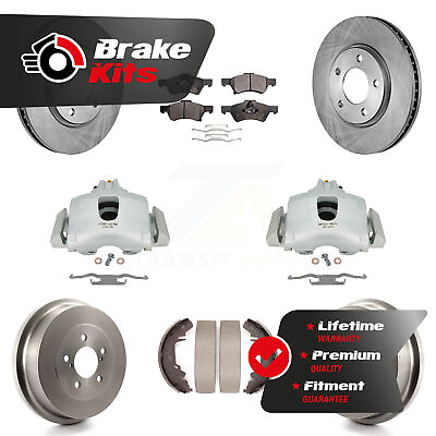 #ad Front Rear Brake Caliper Rotors Drum Semi Metallic Pads Kit For Disc rear brakes