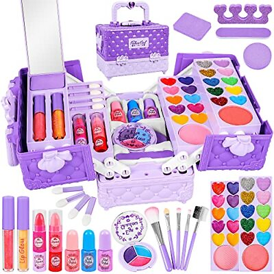 #ad Kids Makeup Kit for Girls 44 Pcs Washable Makeup KitReal Cosmetic for Little...