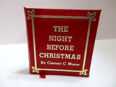 #ad Miniature The Night Before Christmas Red Hardcover Book 2.5quot; X 2.5quot; READ