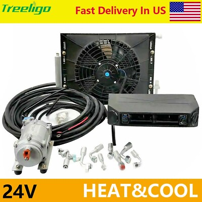 #ad 24V Electric Coolamp;Heat Universal Air Conditioner Underdash DC Auto Car A C Kit