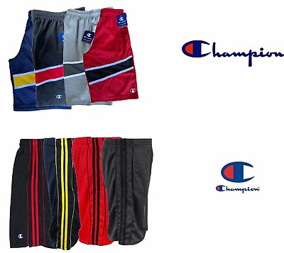 #ad Champion Men#x27;s Shorts Athletic Mesh Pocket Striped Gym Basketball Drawstring