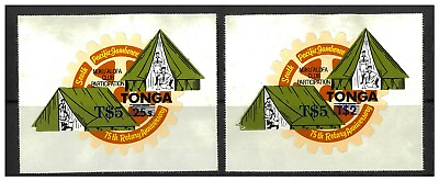 #ad Tonga 1980 T$5 Surcharges On Scout Rotary 25s amp; T$2 Stamps SG773a b MUH 12 1