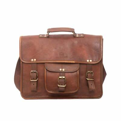 Vintage Brown Messenger Shoulder Bag Men#x27;s Real Goat Laptop Briefcase Leather $56.67