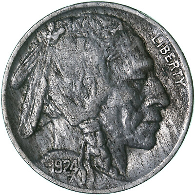 #ad 1924 D Buffalo Nickel Extra Fine XF Streaky See Pics H185