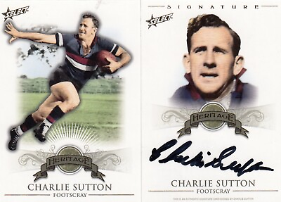 #ad 2011 Select AFL HERITAGE CARD SIGNED UNSIGNED PAIR H5 CHARLIE SUTTON #63