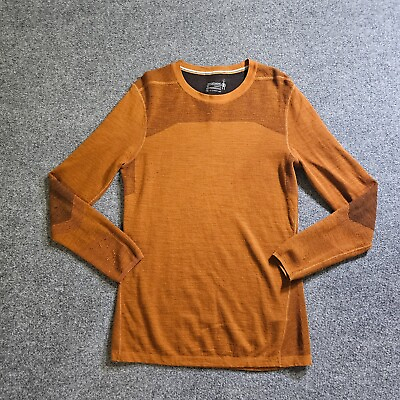 #ad Smartwool Sweater Mens Medium Orange Wool Intraknit 200 Long Sleeve Base Layer