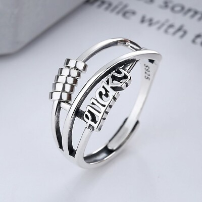 #ad Stylish 925 Sterling Silver Elegant Three Ring Bead Open Ring