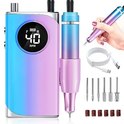 #ad Rechargeable 40000RPM Nail Drill Portable Professional Electric Nail File wit