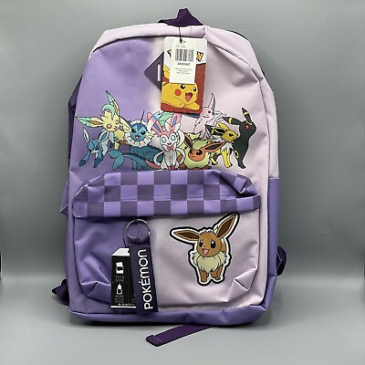 #ad Pokemon Backpack Eevee Eeveelutions Purple School Bioworld NEW