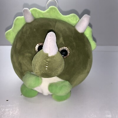 #ad Toy Factory Dinosaur Triceratops Green Plush Toy Stuffed Animal 6quot;