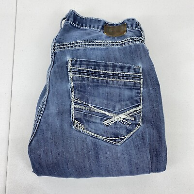 #ad BKE jeans Men size 33X31 Tyler Blue Denim Buckle Rockabilly Straight embroidered