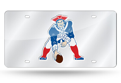 #ad New England Patriots AFL Retro Silver Laser License Plate