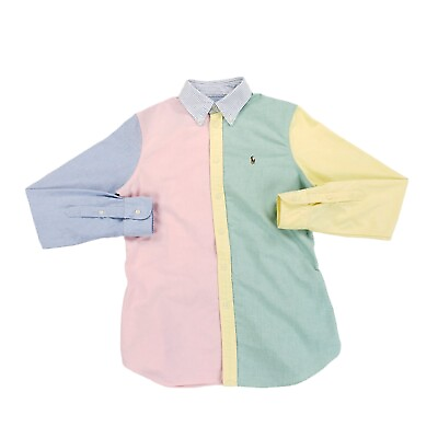 #ad Polo Ralph Lauren Button Down Color Block Colorblock Custom Fit Mens Sz Medium