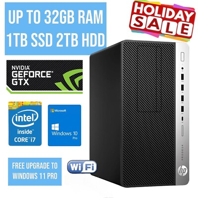 #ad HP Desktop Computer MT i7 NVIDIA GTX1060 up to 32GB RAM 2TB SSD W11P WIFI DVD BT
