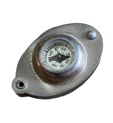 #ad Vintage compass loupe magnifier pendant buckle Keychain Silver Tone Japan