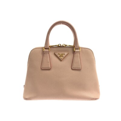 #ad Auth PRADA Pink Beige Leather Handbag