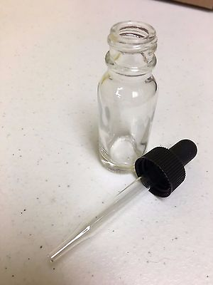 #ad 1 CLEAR 1 2 oz GLASS BOTTLE WITH GLASS DROPPER FREE SHIPPING
