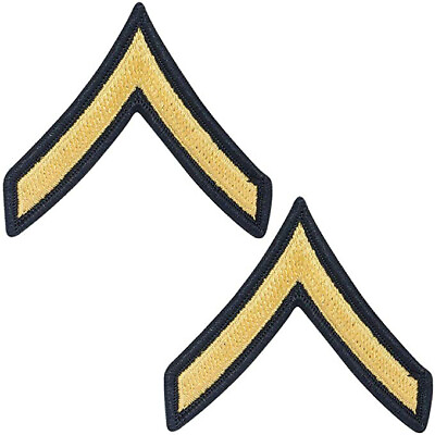 #ad Army Private E 2 Gold on Green Rank Chevron Patches Pair Female