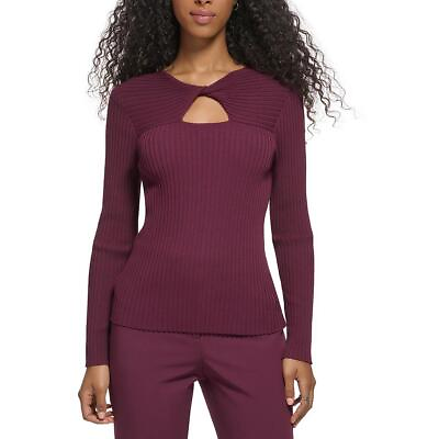 #ad Calvin Klein Womens Twist Front Keyhole Ribbed Pullover Top BHFO 3154