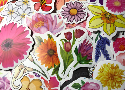 #ad 10 bold color Flower sticker set flower scrapbooking flower decal flower gift