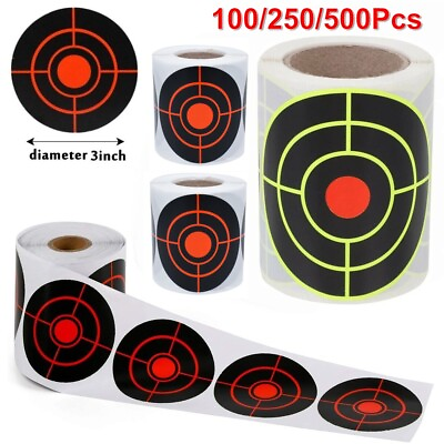 #ad 100 250Pcs 3quot; Shooting Self Adhesive Targets Splatter Reactive Target Stickers