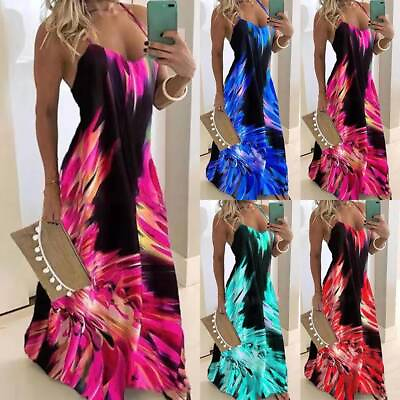 #ad BIG SALE ⭐ Women Boho Printed Long Maxi Dress Party Summer Beach Ladies Sundress