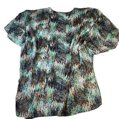 #ad Rubber Ducky Blouse Women Size Large Green Oversized Tunic Print Zic Zac‎ Top