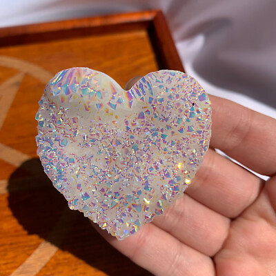 #ad 67g Titanium Angel Aura Quartz Cluster Vug Heart Love Crystal Specimen Healing