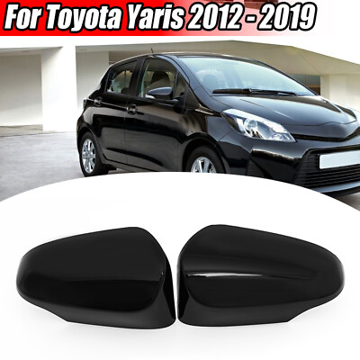 #ad Black 2PCS Side Mirror Cover Cap Rearview Mirror Cover Cap for Toyota Yaris