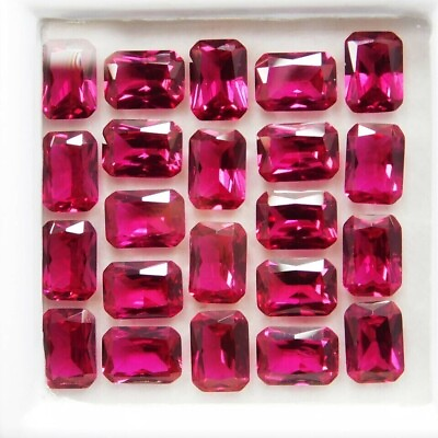 #ad 9 PCS Natural Red Ruby Loose Gemstone Certified Emerald Shape Lot