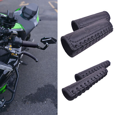 #ad #ad Black Leather Motorcycle Brake Clutch Covers Leather Handlebar Grips Covers