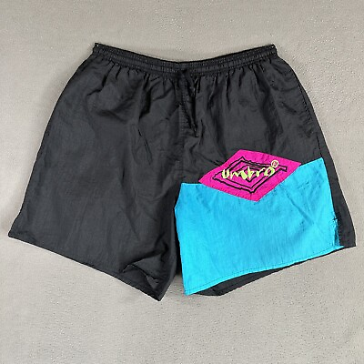 #ad Vintage Umbro Shorts Mens XL Black Neon Sand Soccer Drawstring Beach Made In USA