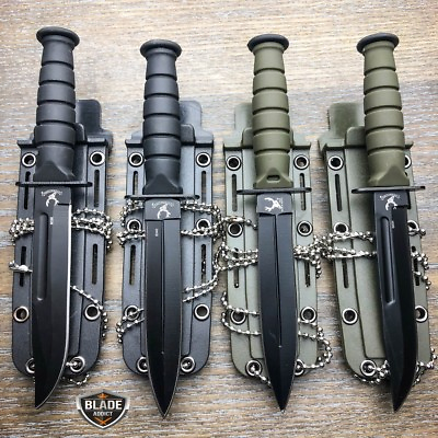 #ad 6quot; Military Kabai Tactical Combat Fixed Blade Neck Knife w Chained Sheath New