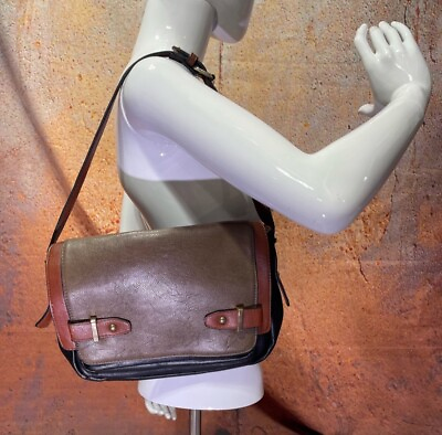 #ad Small Black amp; Brown Leather Handbag NWT
