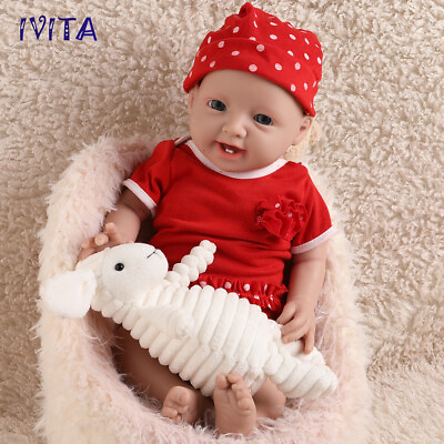 #ad IVITA 20#x27;#x27; Silicone Reborn Doll Rooted Hair Newborn Girl Baby Can Take Pacifier