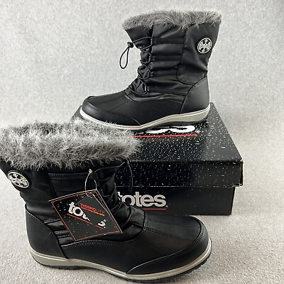 Totes Boots Womens Size 11 Snow Boots Waterproof Faux Fur Lining New