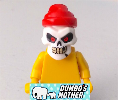 #ad Lego Skeleton Skull White Head Missing Tooth Red Eyes amp; Red Bandana No Torso