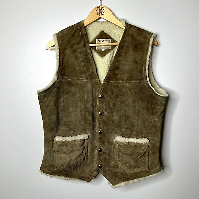 #ad Vintage David Michael Leather Sherpa Vest