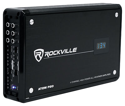 #ad Rockville ATOM P20 1600w 4 Channel Marine ATV Car Bluetooth AmplifierVolt Meter