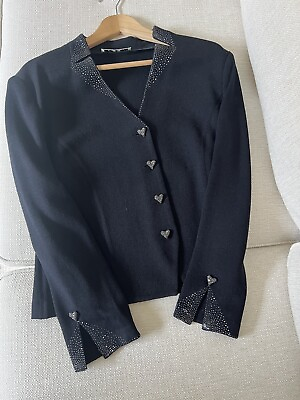 #ad St John Collection Knit Black Jacket Embellished