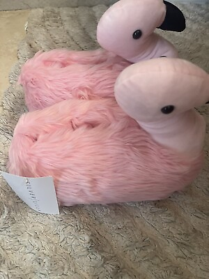 #ad New Flamingo Ladies Plush Slippers Large 9 10 NWT