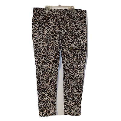 #ad Andrew Charles Womens Leopard Denim Pants Jeans EUC Size 29 29x35