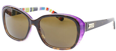 #ad Authentic Kate Spade Hilde X72P Tortoise Purple Striped Polarized Sunglasses