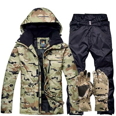 #ad Winter Camouflage Skiing Suit Set Outdoor Snow Clothes Waterproof Windproof Suit