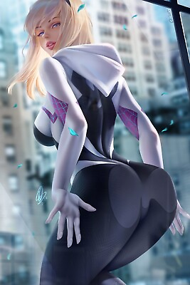 #ad Movie Spider Gwen Big Butt Anime Sexy Naked Girl HD Print Canvas Poster AI Art