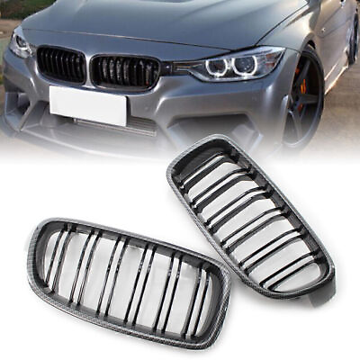 #ad Carbon Black Front Grille For BMW 3 Series F30 31 12 18 M3 Dual Slat Fin Line